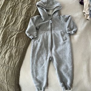 Primary zip fleece one piece - gray - 12-18 months